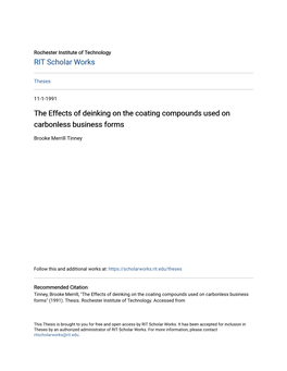 The Effects of Deinking on the Coating Compounds Used on Carbonless Business Forms