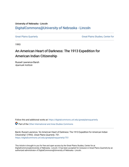 An American Heart of Darkness: the 1913 Expedition for American Indian Citizenship