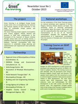 Newsletter Issue No 1 October 2013 the Project Partnership Training