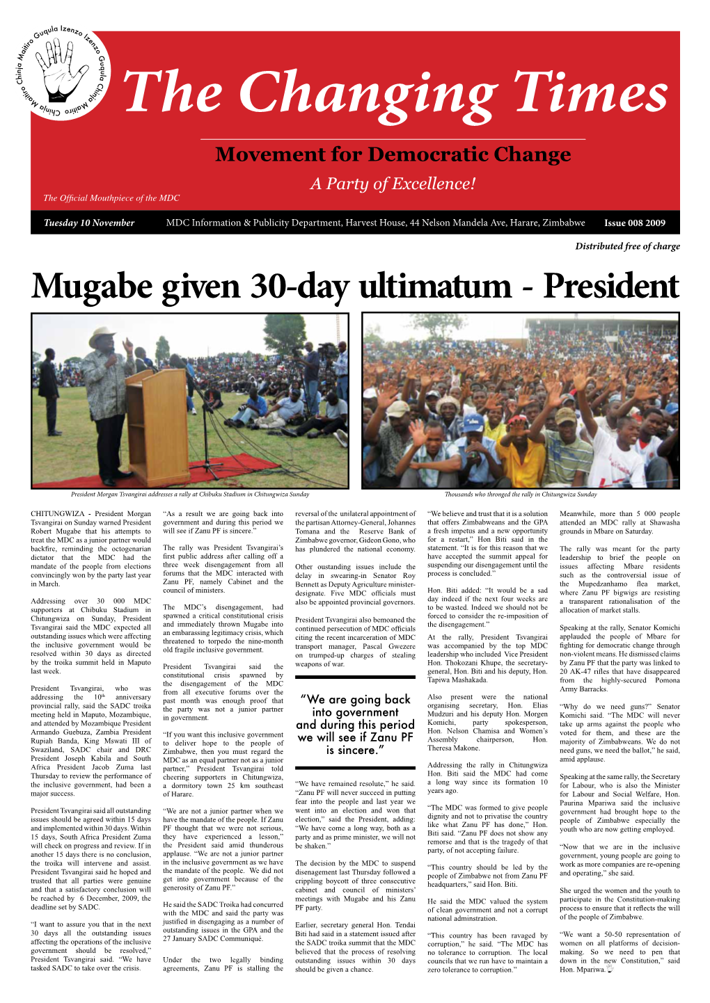 Mugabe Given 30-Day Ultimatum - President