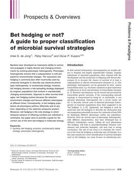 Bet Hedging Or Not? a Guide to Proper Classification of Microbial Survival