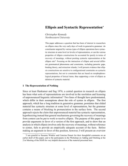 Ellipsis and Syntactic Representation