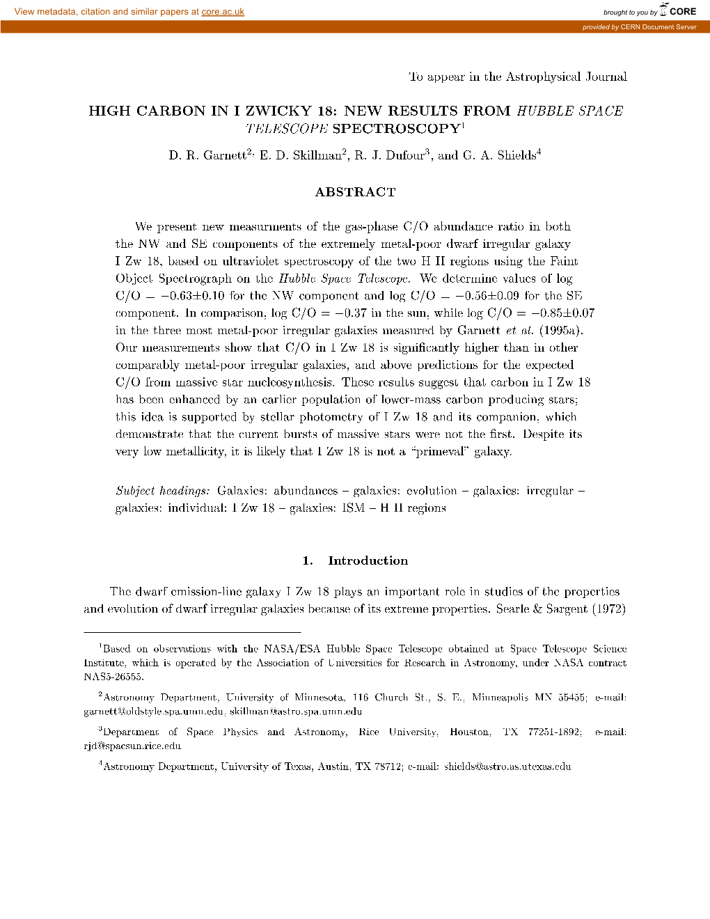 High Carbon in I Zwicky 18: New Results from Hubble Space