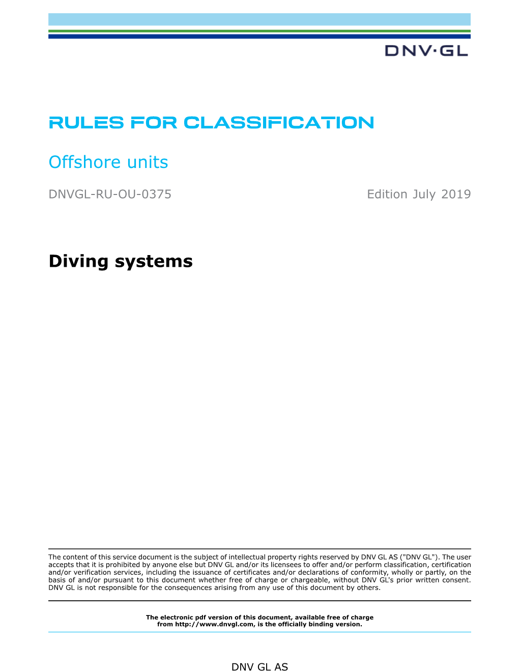 DNVGL-RU-OU-0375 Diving Systems