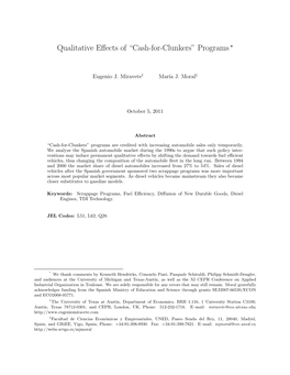 Qualitative Effects of “Cash-For-Clunkers” Programs*
