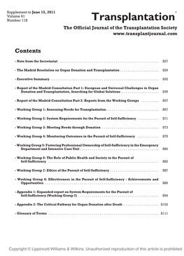 Transplantation the Official Journal of the Transplantation Society