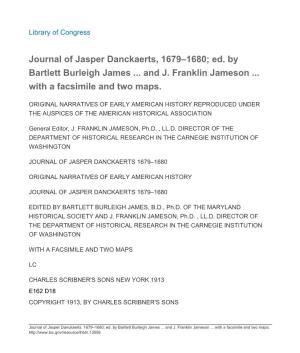 Journal of Jasper Danckaerts, 1679–1680; Ed. by Bartlett Burleigh James