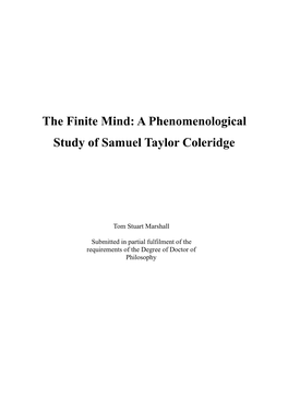 A Phenomenological Study of Samuel Taylor Coleridge