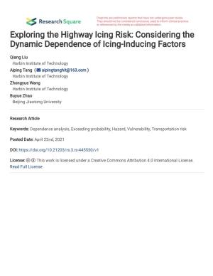 Considering the Dynamic Dependence of Icing-Inducing Factors