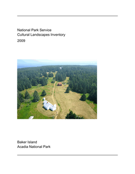 National Park Service Cultural Landscapes Inventory Baker Island