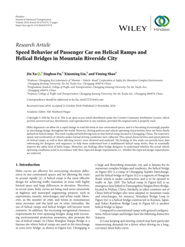 Speed Behavior of Passenger Car on Helical Ramps and Helical Bridges in Mountain Riverside City