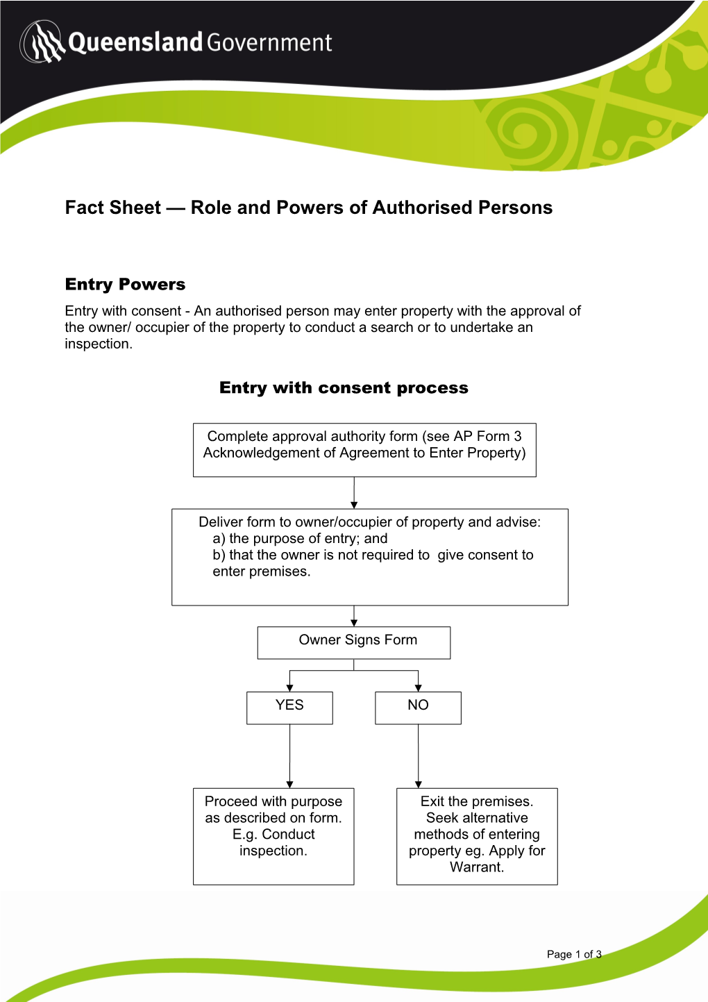 Fact Sheet Role and Powers of Authorised Persons