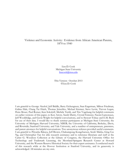 Violence and Economic Activity: Evidence from African American Patents, 1870 to 1940