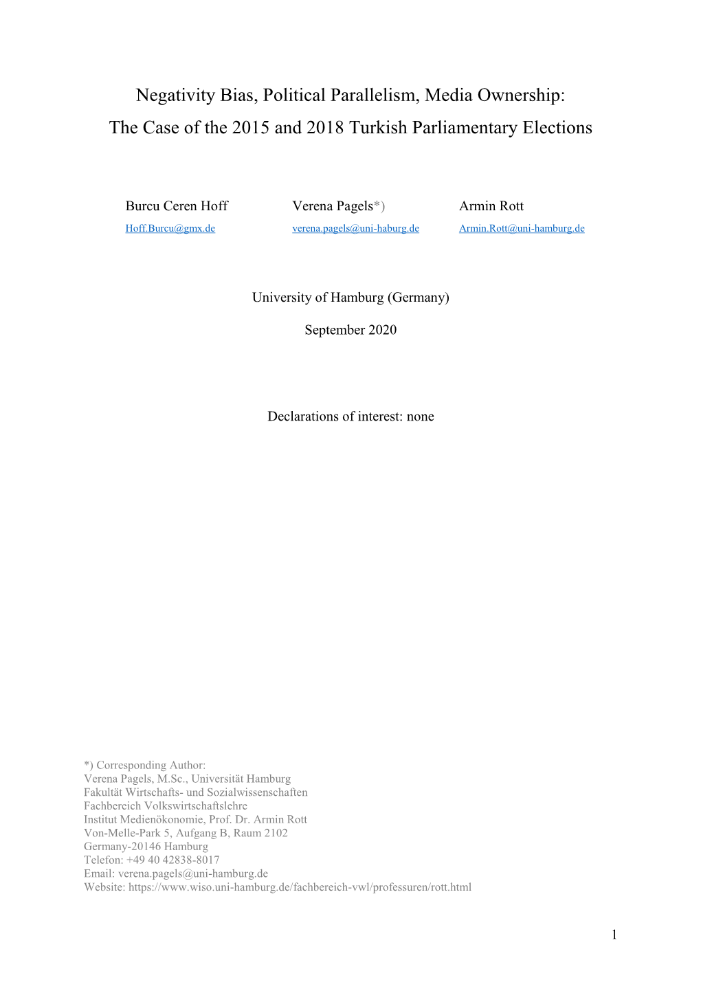 Negativity Bias, Political Parallelism, Media Ownership: the Case of the 2015 and 2018 Turkish Parliamentary Elections