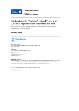 Études Écossaises, 19 | 2017 William Daniell’S “Periplus”: Littoral Travel and Aesthetic Representation In