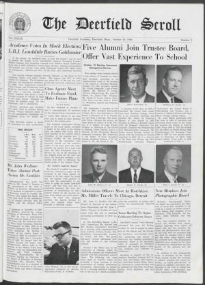 October 24, 1964 Number 3 Academy Votes in Mock Election; Five Alumni Join Trustee Board, L.B.J