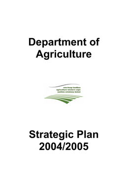 Department of Agriculture Strategic Plan 2004/2005