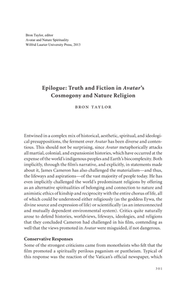 Epilogue: Truth and Fiction in Avatar's Cosmogony and Nature Religion