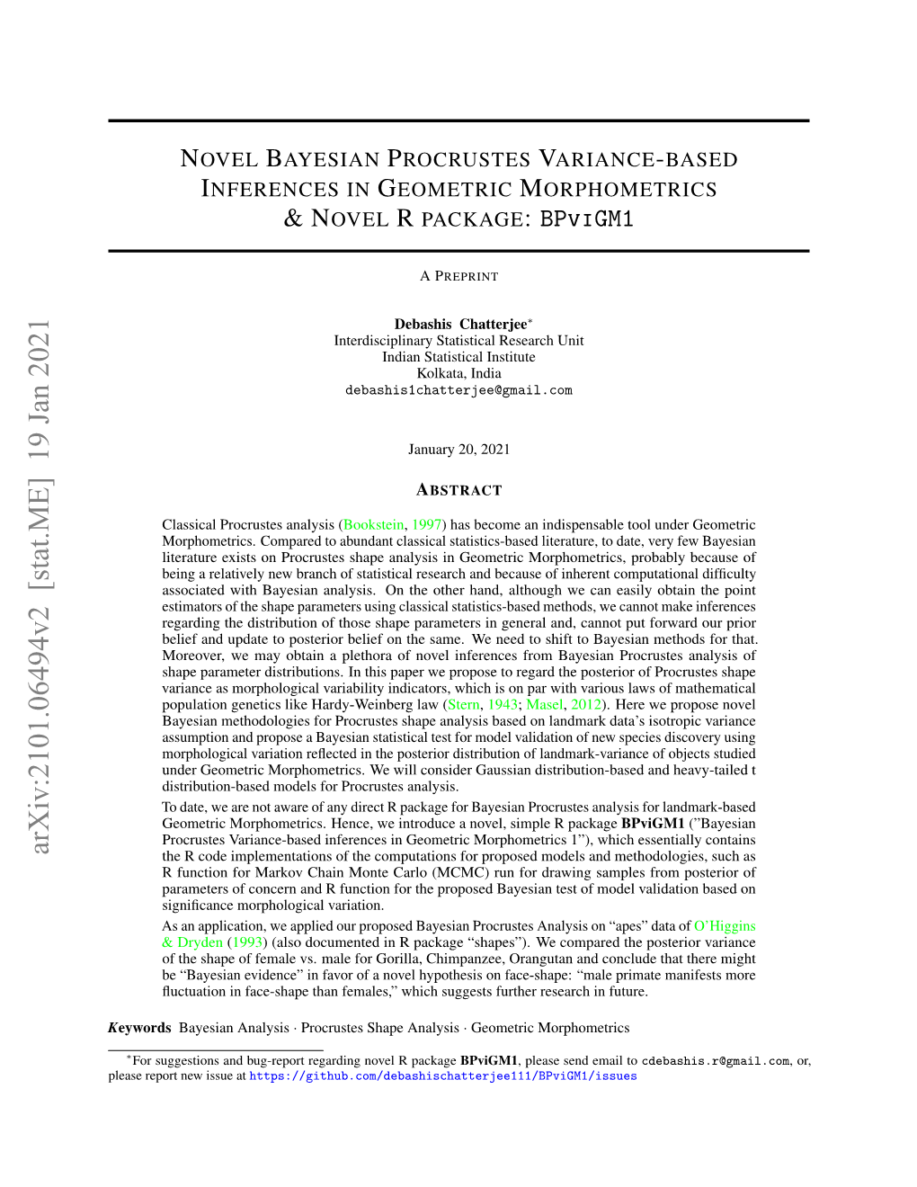 Arxiv:2101.06494V2 [Stat.ME] 19 Jan 2021