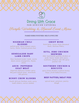 Dining with Grace Wedding Brochure