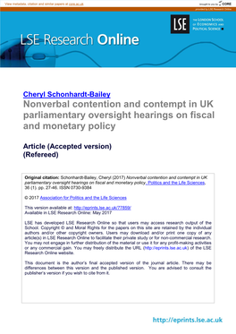 Nonverbal Contention and Contempt in UK Parliamentary Oversight Hearings on Fiscal and Monetary Policy