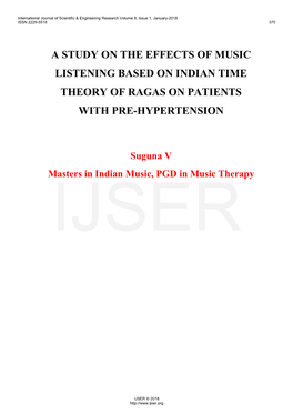 A Study on the Effects of Music Listening Based on Indian Time Theory of Ragas on Patients with Pre-Hypertension