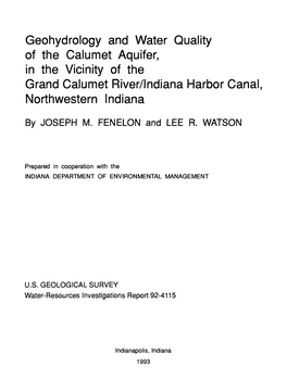 Geohydrology and Water Quality of the Calumet Aquifer, in the Vicinity of the Grand Calumet River/Indiana Harbor Canal, Northwestern Indiana