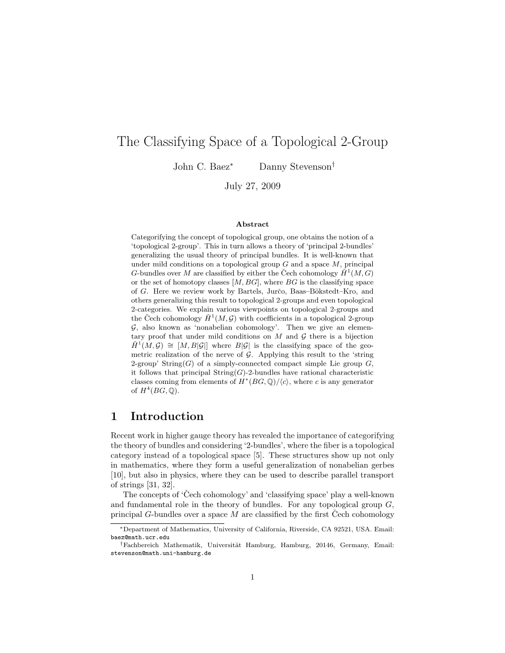 The Classifying Space of a Topological 2-Group