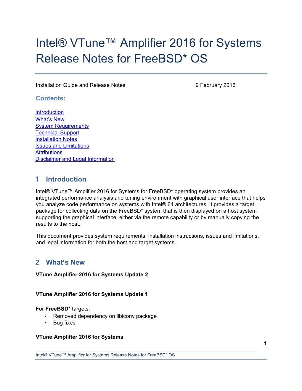 Intel® Vtune™ Amplifier 2016 for Systems Release Notes for Linux