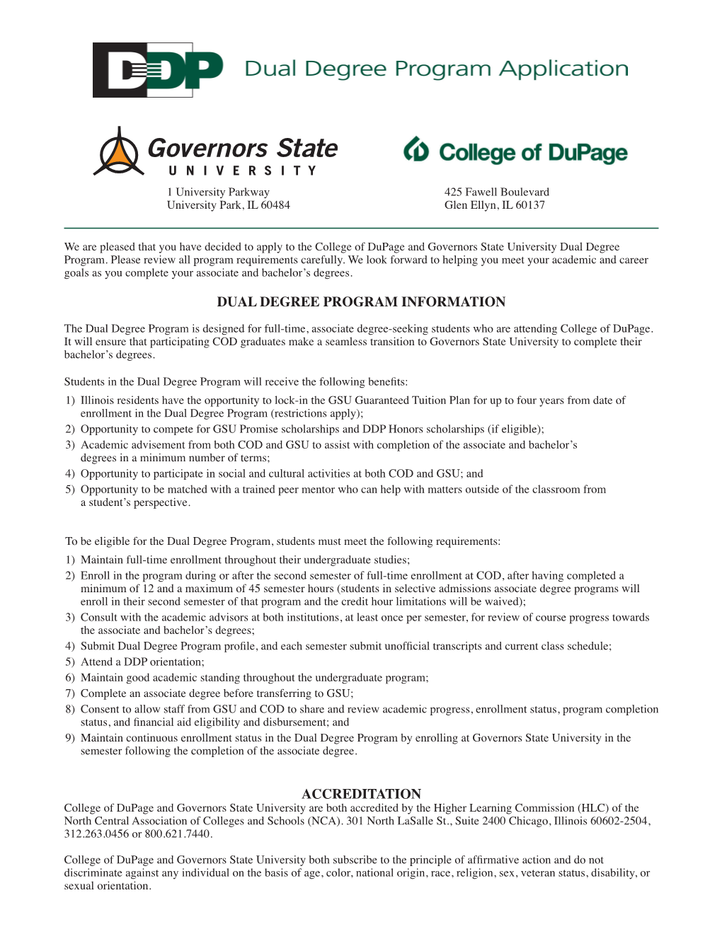 Dual Degree Program Information Accreditation