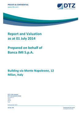 Report and Valuation As at 01 July 2014 Prepared on Behalf of Banca