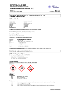 SAFETY DATA SHEET 114751-Potassium Nitrite