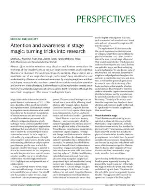 Attention and Awareness in Stage Magic: Turning Tricks Into Research