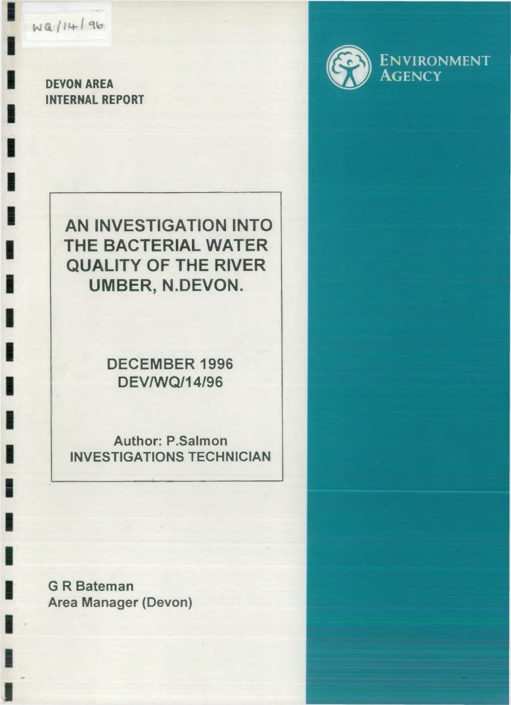 An Investigation Into the Bacterial Water Quality of the River Umber, N.Devon