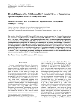 Physical Mapping of the 5S Ribosomal RNA Gene in Citreae of Aurantioideae Species Using Fluorescence in Situ Hybridization