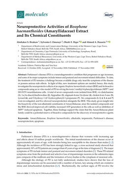 Amaryllidaceae) Extract and Its Chemical Constituents