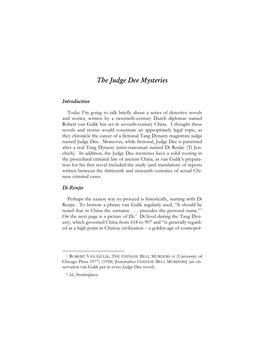 The Judge Dee Mysteries