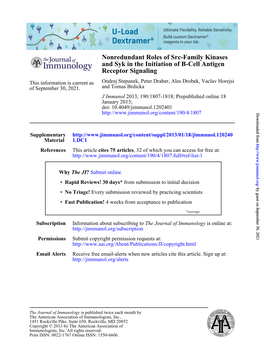 Receptor Signaling and Syk in the Initiation of B-Cell Antigen