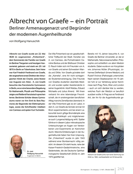 Albrecht Von Graefe – Ein Portrait Berliner Armenaugenarzt Und Begründer Der Modernen Augenheilkunde Von Wolfgang Hanuschik