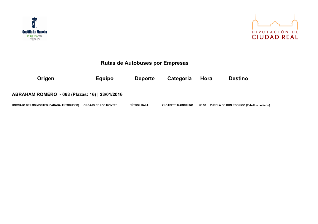 Rutas De Autobuses Por Empresas Origen Equipo Deporte Categoria