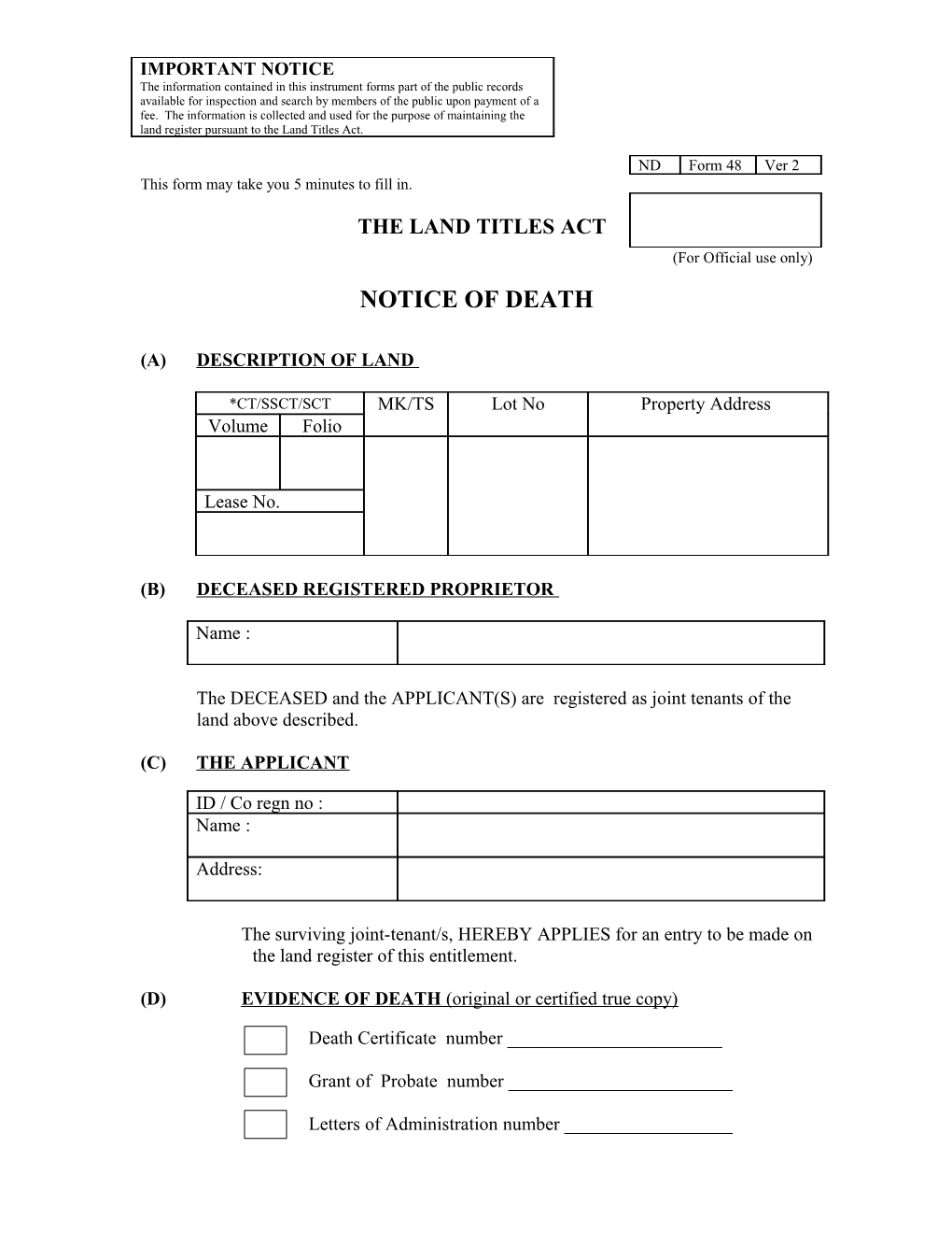 Notice of Death