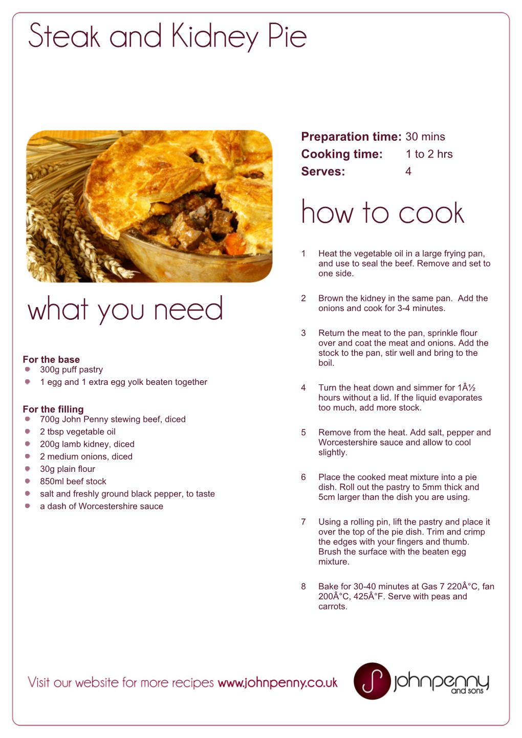 Steak and Kidney Pie How to Cook What You Need