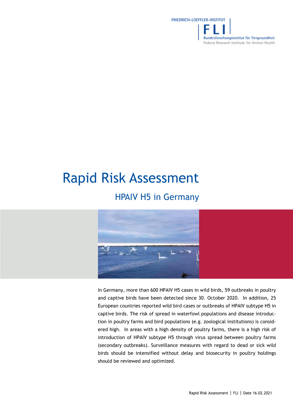 Rapid Risk Assessment HPAIV H5 in Germany, Date February 16, 2021