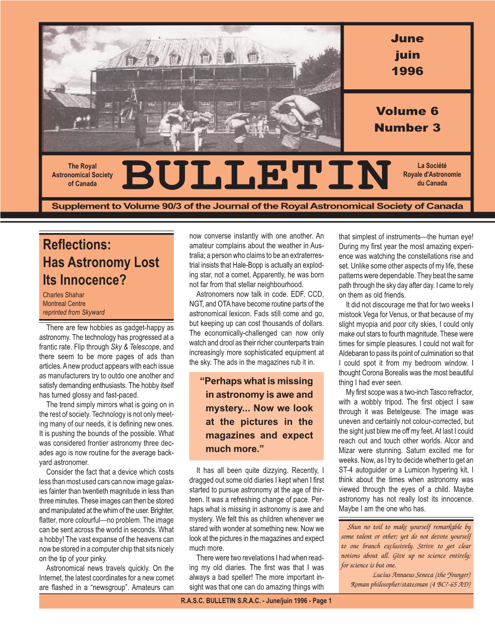 BULLETIN Du Canada Supplement to Volume 90/3 of the Journal of the Royal Astronomical Society of Canada