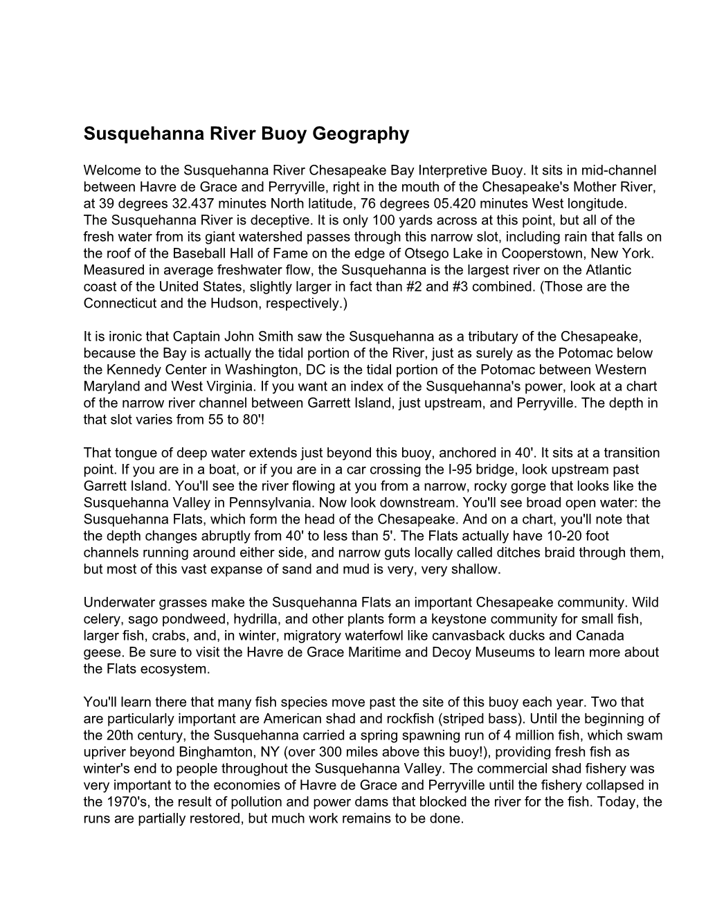 Susquehanna River Buoy Geography