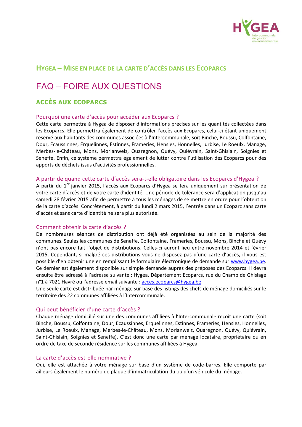 Faq – Foire Aux Questions