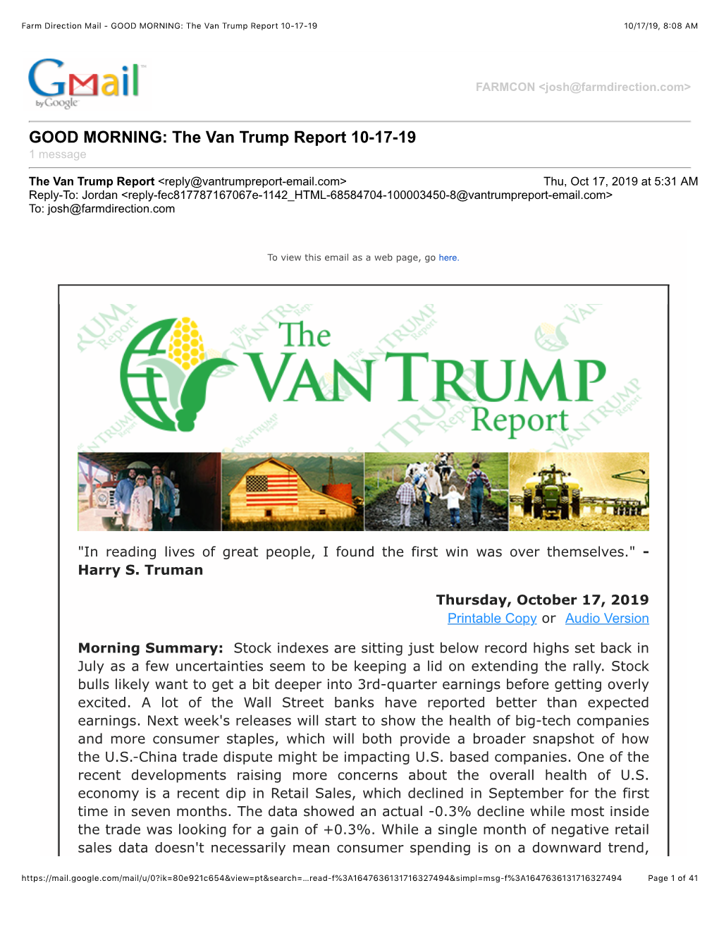 The Van Trump Report 10-17-19 10/17/19, 8�08 AM