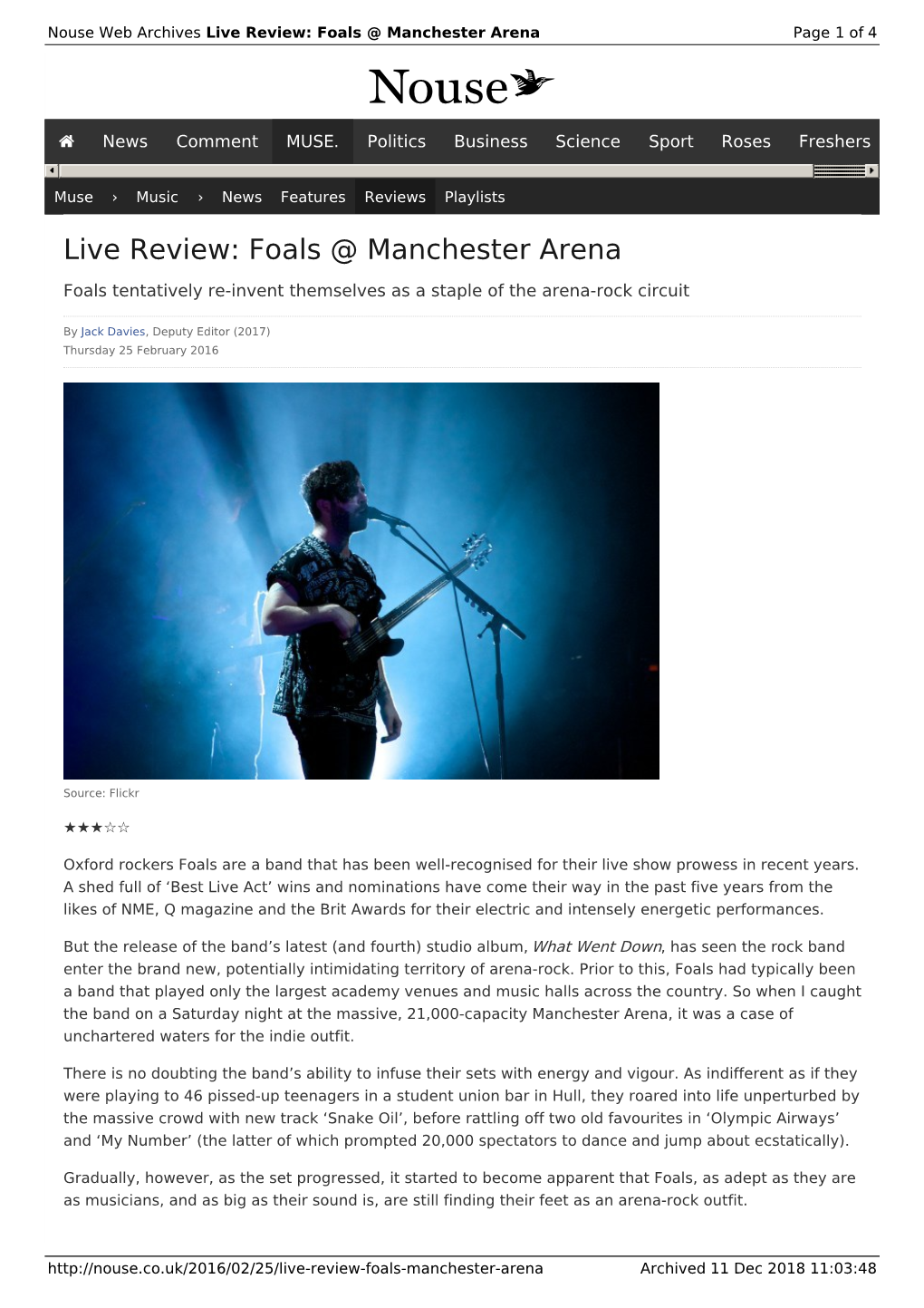 Live Review: Foals @ Manchester Arena | Nouse