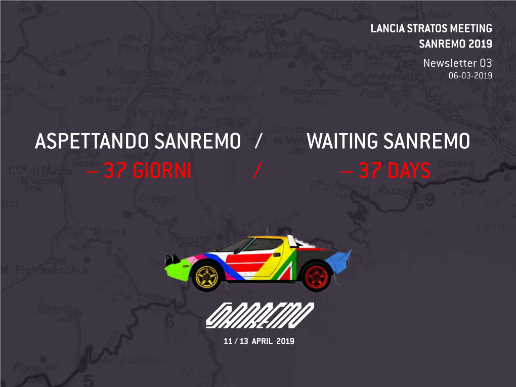 SANREMO 2019 Newsletter 03 06-03-2019 Aspettando Sanremo / Waiting Sanremo – 37 Giorni / – 37 Days