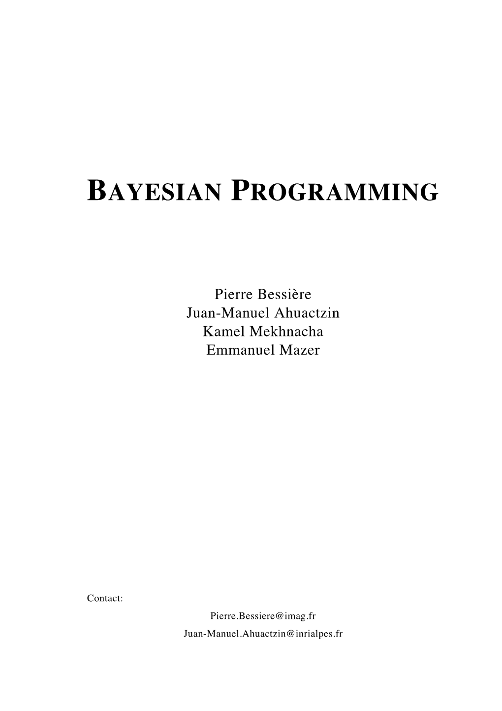 Bayesian Programming